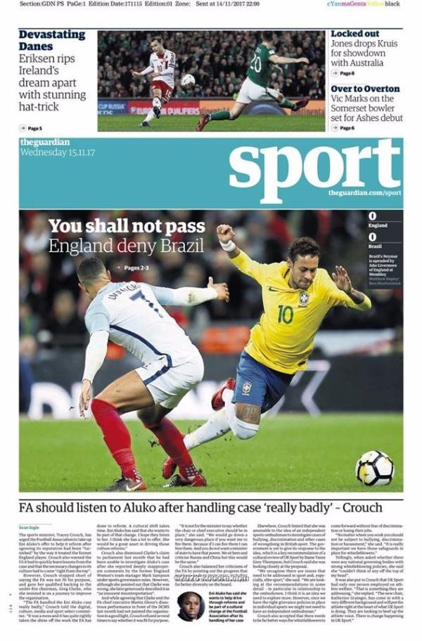 صحف إنجلترا تُبرز صمود كتيبة ساوثجيت أمام قطار البرازيل ?i=corr%2f24%2fkoo_24757