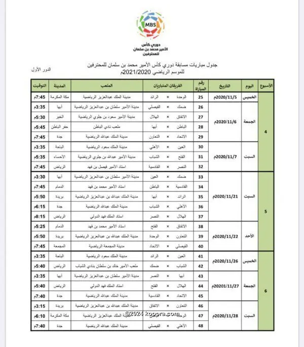 رسمياً ، المائدة المستديرة الأولى للدوري السعودي 2020 2021