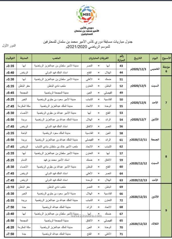 2021 مباريات الدوري السعودي تردد قنوات