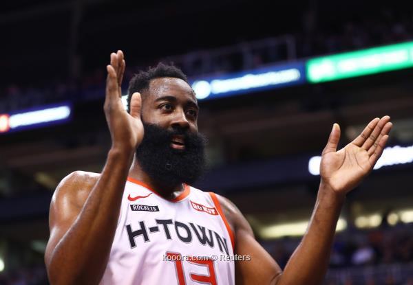 Dec 21, 2019; Phoenix, Arizona, USA; Houston Rockets guard James Harden (13) celebrates in the closing minutes of the game against the Phoenix Suns at Talking Stick Resort Arena.
